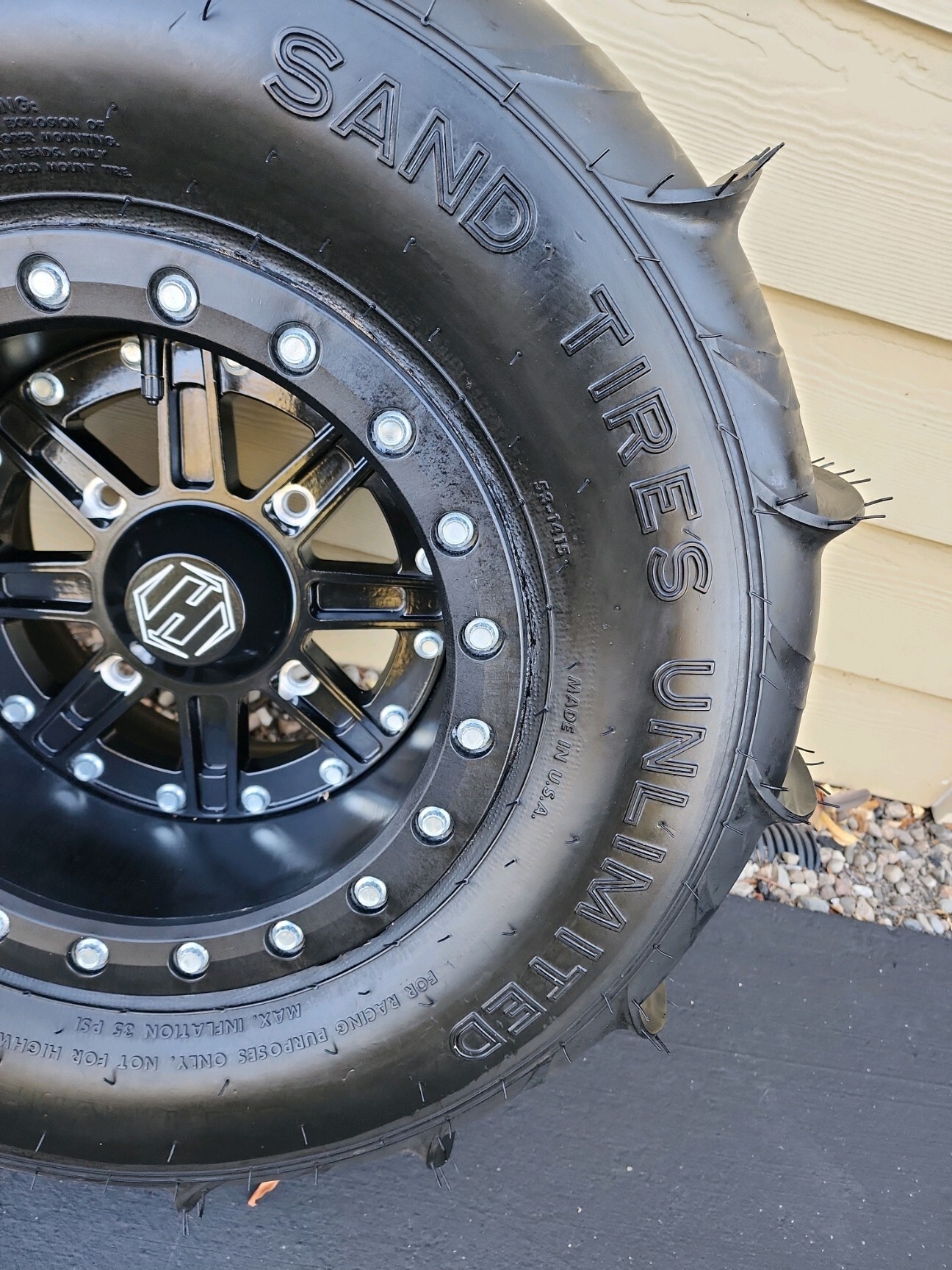 For Sale: Set of Hiper Carbon Fiber Wheels with Sand Tires (Polaris RZR XP) - photo1
