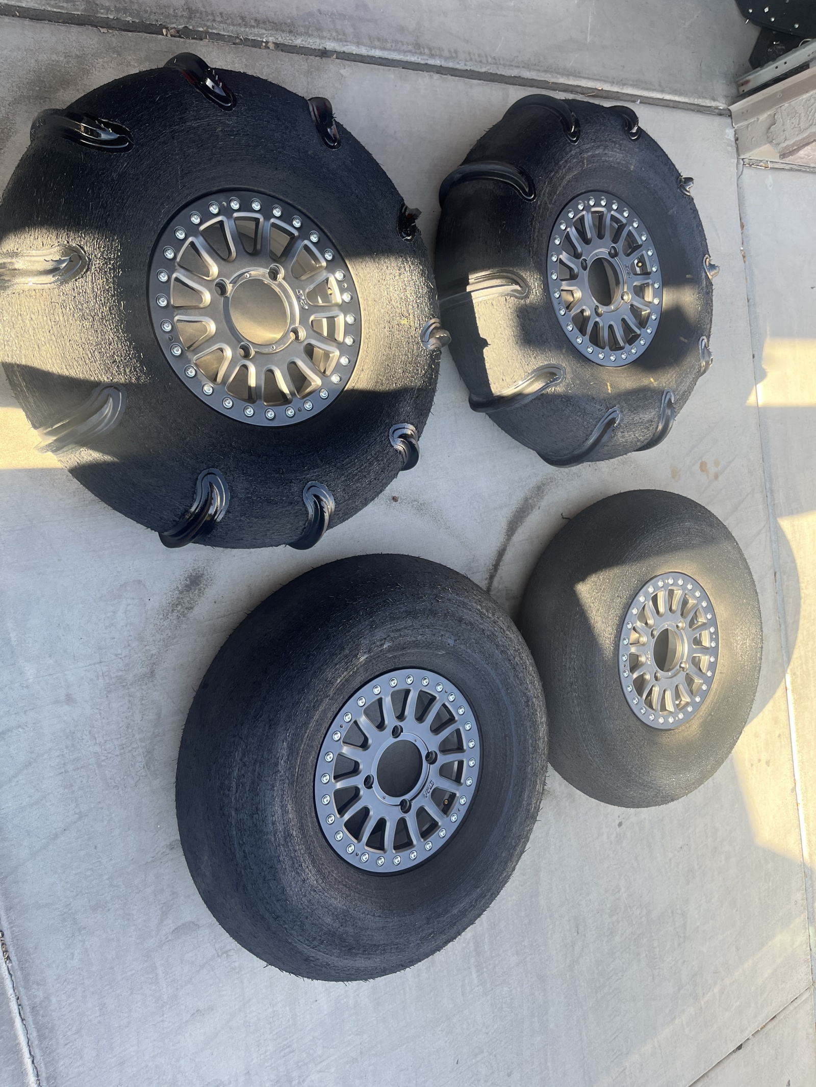 For Sale: 14 spoke speed wheels with paddles  - photo0