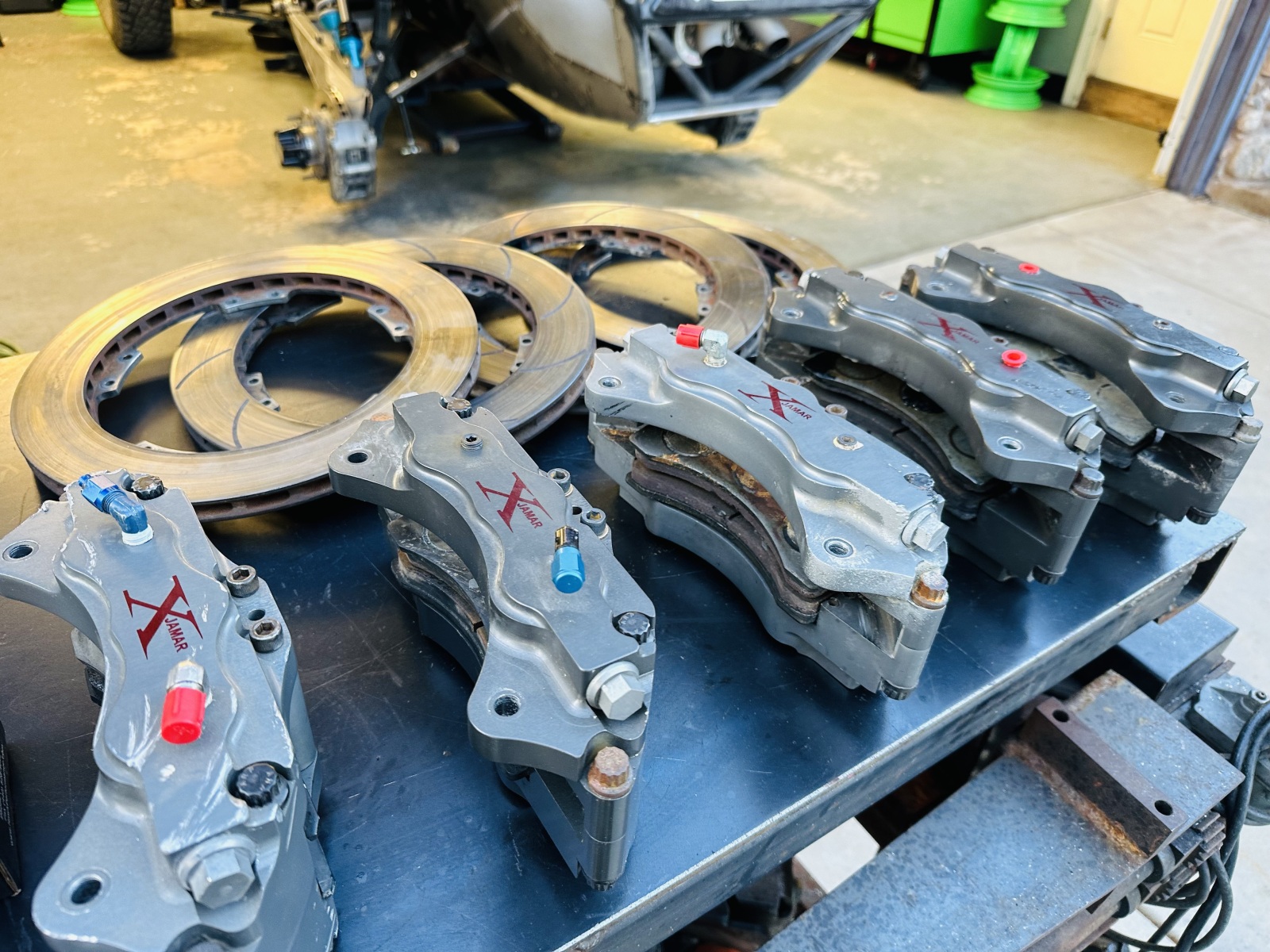 For Sale: 4 Used Jamar Performance 600 Billet Aluminum 6 Piston Disc Brake Calipers, rotors, and pads  - photo0